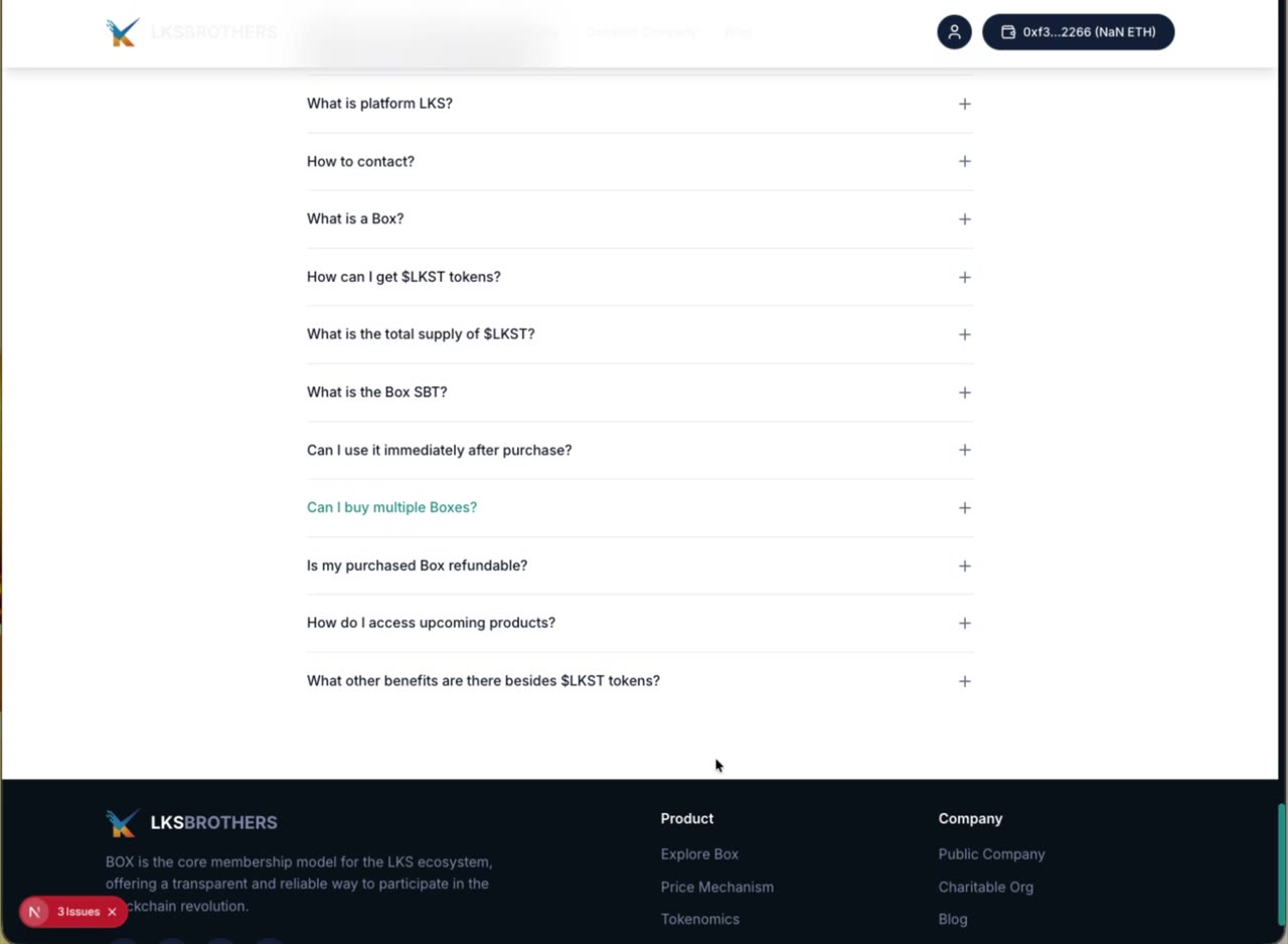 BOX FAQ — Box SBT, $LKST tokens, refund policy, multi-box purchase